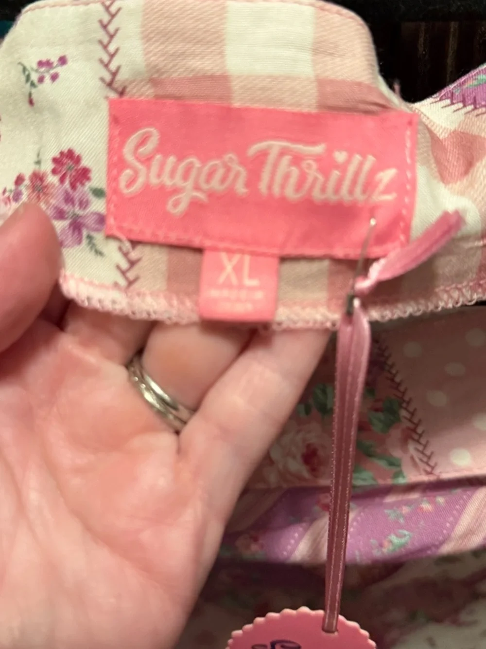Sugar Thrillz Pink & Lavender Patchwork High-Low Skirt - Picture 2 of 6